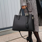 Niche Contrast Color One Shoulder Western Style Portable Female Genuine Leather Bag