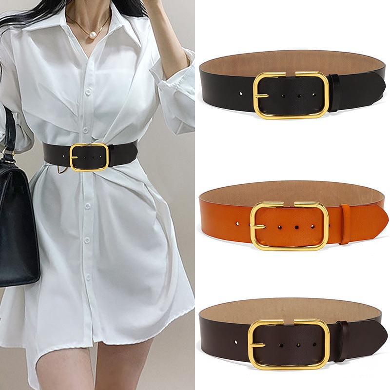 Women's Cowhide Wide Belt Waist Seal