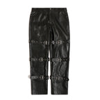 Punk Style Tie Design PU Leather Pants For Men