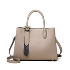 Niche Contrast Color One Shoulder Western Style Portable Female Genuine Leather Bag